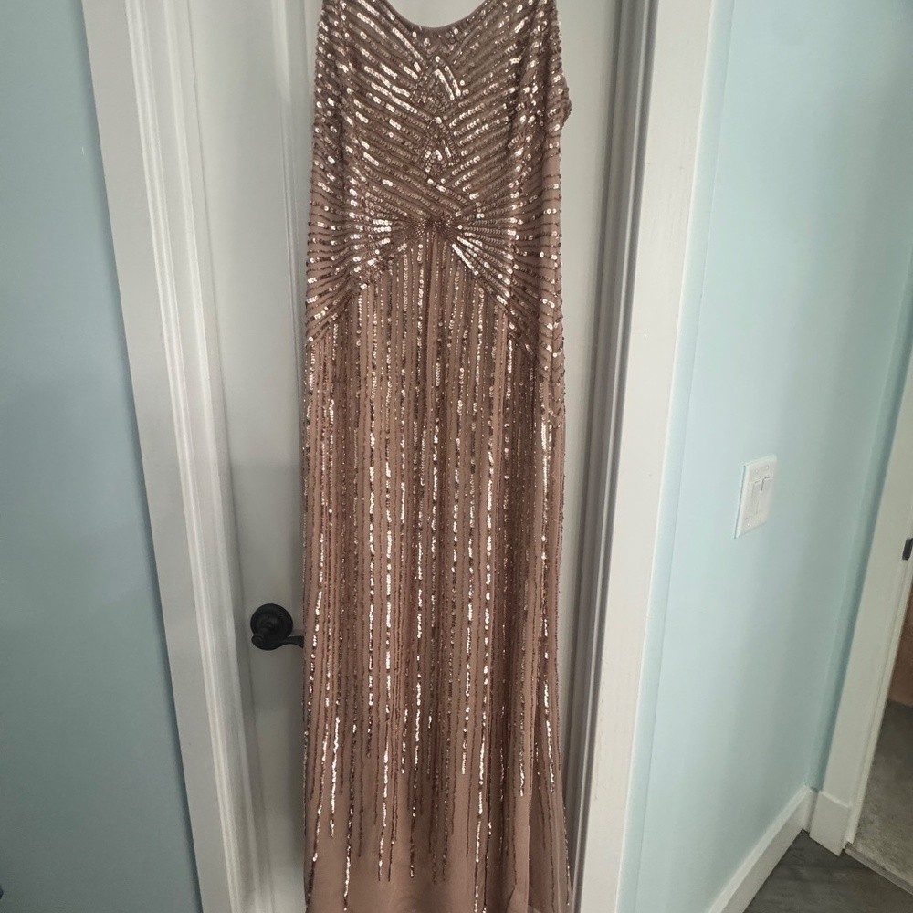 Adrianna Papell Size 14 Rose/blush sequins - Picture 8 of 10